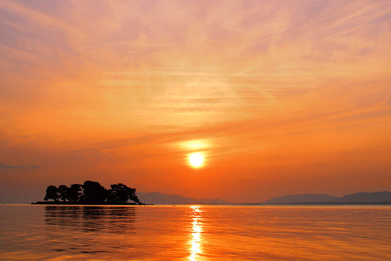 宍道湖から望む夕日
