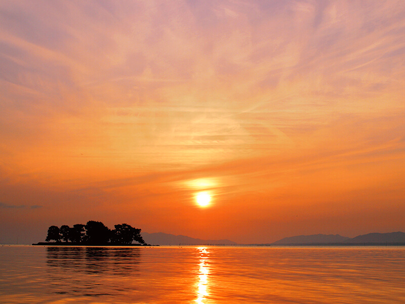 宍道湖から望む夕日