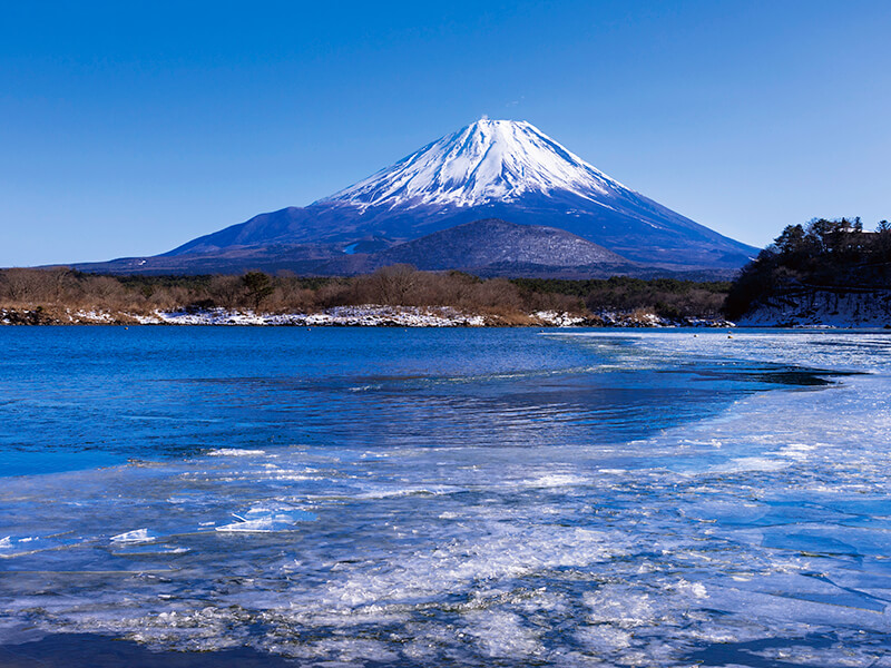 冬の河口湖と富士山
