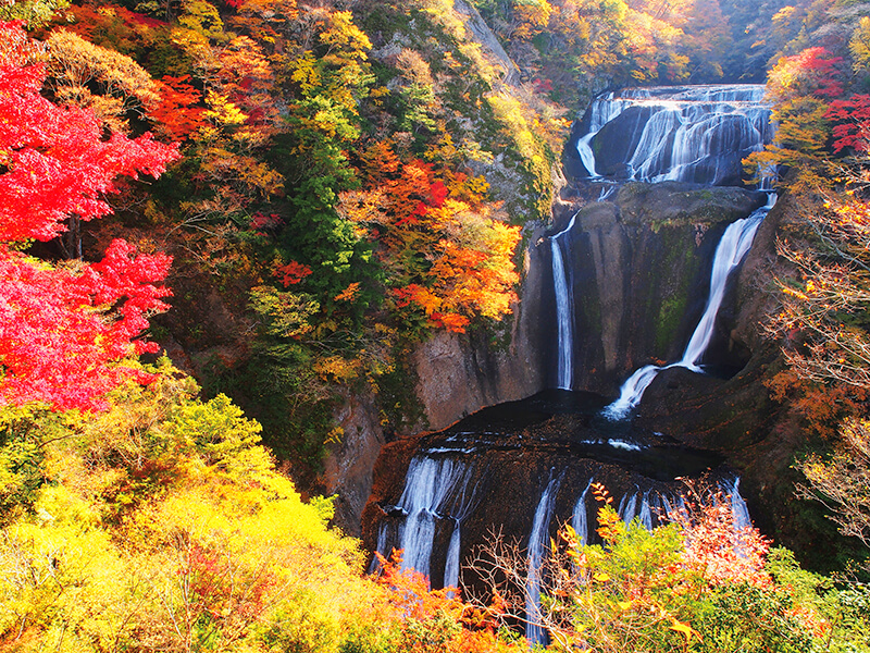 紅葉の袋田の滝