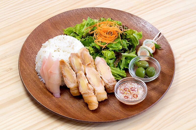 新生姜肉巻きプレート エスニックソース