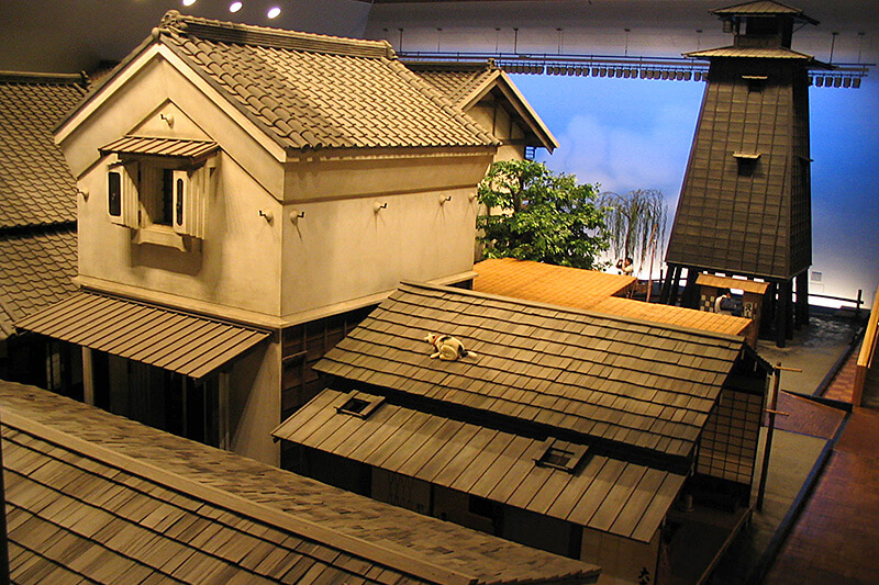 An Edo era neighborhood reconstructed indoors.
