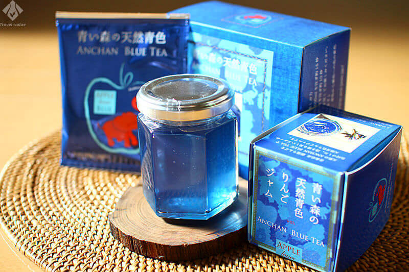 青森のお土産品:「青色ジャム」・「ANCHAN BLUE TEA(TEA BAG TYPE)」