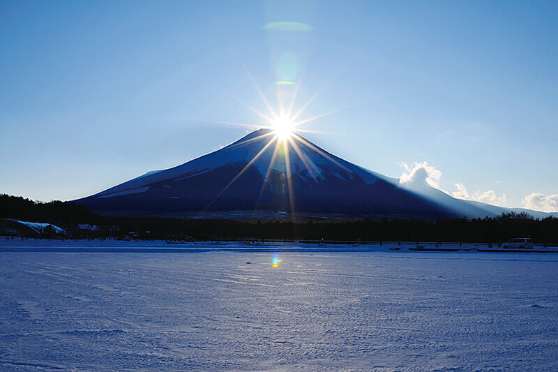 花の都公園のダイヤモンド富士 夕方 夕日 夕景 2009/01/12