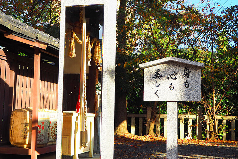 若宮八幡宮・拝殿前の鏡