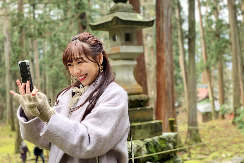 平泉寺にて。須田亜香里 ©TBS