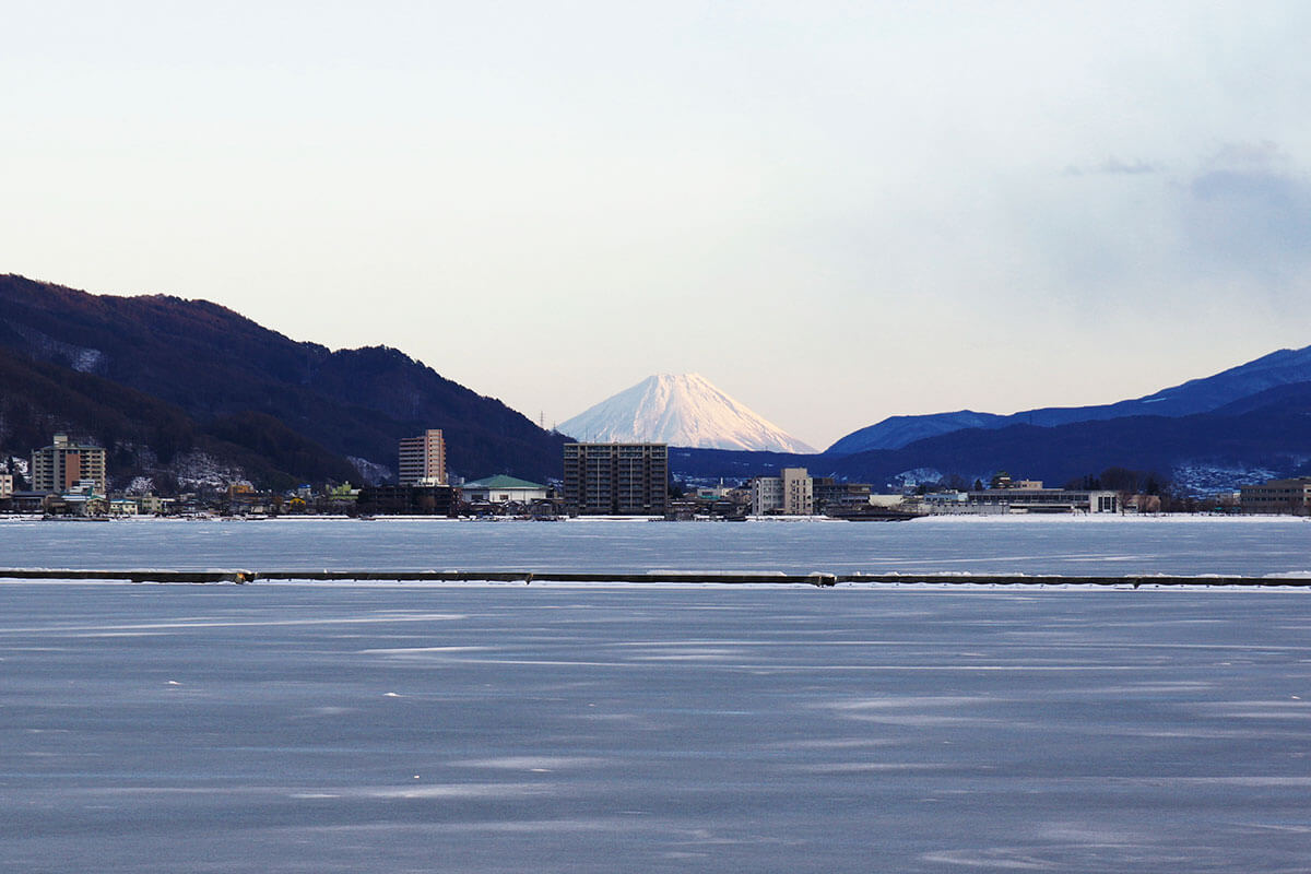 諏訪湖　富士山